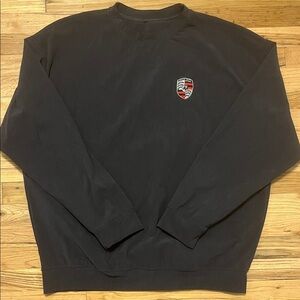 Men’s Charcoal Gray Porsche Micro Suede Crewneck Sweater Size XXL